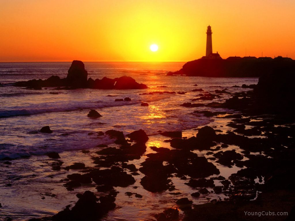 Golden Sunset over Pigeon Point, San Mateo County, California